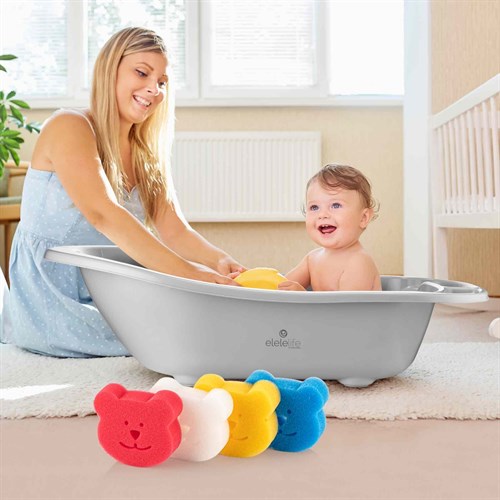 EleleLife Renkli Bebek Banyo Süngeri 4 Adet MİX