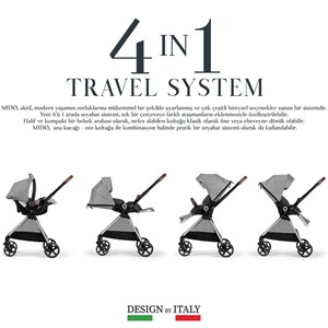 Elele Mido Travel Sistem Bebek Arabası Siyah-Gri